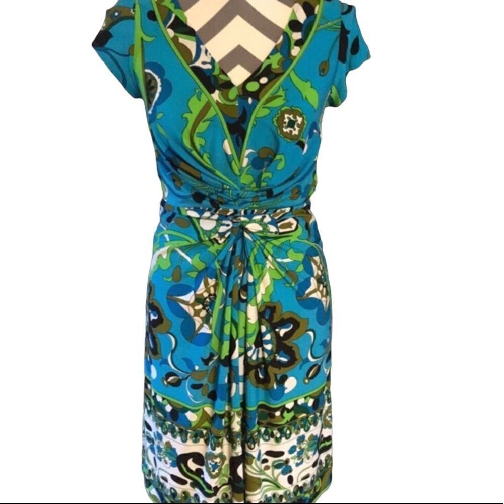 Muse Dress Size 6 Blue, Green, White, Black, Brown